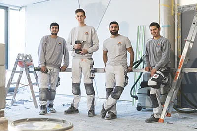 Das Team von links nach rechts: Chef Noah Stelzle, Muharrem Kuyucu, Raphael Berg, Moussa Joulo