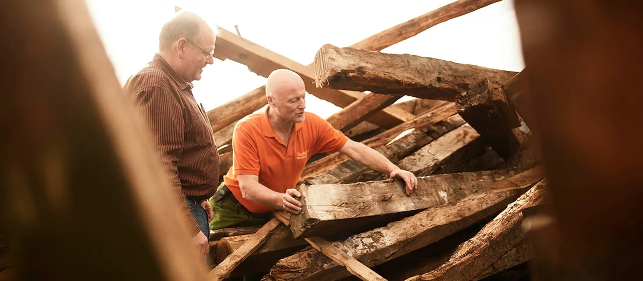 Das Holz stammt aus alten Fachwerkhäusern.
